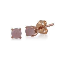 Rose Quartz Round Stud Earrings In 9ct Rose Gold 3.50mm Claw Set
