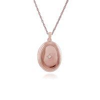 Rose Gold Plated Sterling Silver 1pt Diamond Oval 45cm Locket Necklace