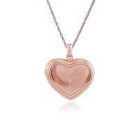 Rose Gold Plated Sterling Silver 1pt Diamond Heart 45cm Locket Necklace
