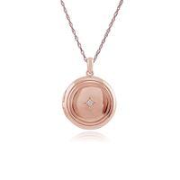 Rose Gold Plated Sterling Silver 1pt Diamond Round 45cm Locket Necklace