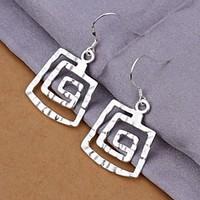 Round Thread 925 Silver Drop Earrings(2Pc)