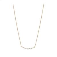 rose Gold Plated Silver Cubic Zirconia Curved Bar Necklace
