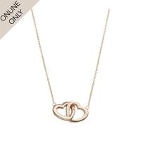 Rose Gold Plated Silver Entwined Hearts Cubic Zirconia Pendant