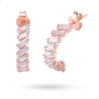 Rose Gold Plated Silver Cubic Zirconia Baguette Drop Earrings
