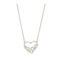 Rose Gold Plated Silver Cubic Zirconia Open Heart Necklace