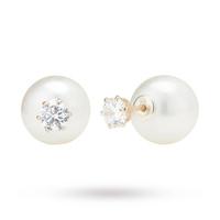rose Gold Plated Silver Cubic Zirconia Pearl Front And Back Earrings