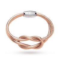 Rose Gold Metallic Soft Nappa Leather Infinity Bracelet With Stainless Steel Magnetic Clasp