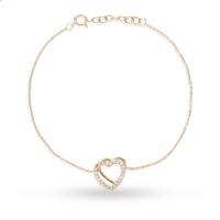 Rose Gold Plated Silver Cubic Zirconia Double Heart Bracelet
