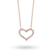 Rose Gold Plated Cubic Zirconia Open Heart Necklace