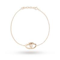 Rose Gold Plated Silver Cubic Zirconia Entwined Hearts Bracelet