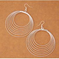 Round Drop Earrings Jewelry Circle Fashion Party Daily Alloy 1 pair Silver