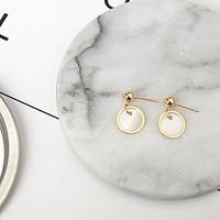 Round Stud Earrings Jewelry Fashion Daily Alloy Cowry 1 pair Gold