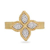 Roberto Coin Princess Flower 18ct Gold 0.18ct Rings - Rings Size N