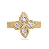 Roberto Coin Princess Flower 18ct Gold 0.18ct Rings - Rings Size M