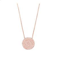 Rose Gold Plated Silver Cubic Zirconia Large Disc Necklace