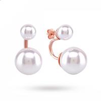 rose Gold Plated Silver Pearl Front And Back Earrings