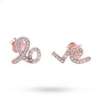 rose Gold Plated Silver Cubic Zirconia Love Earrings