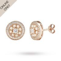 Rose Gold Plated Silver Cubic Zirconia Round Stud Earrings