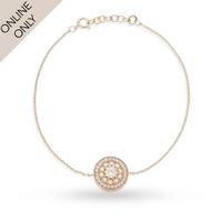 Rose Gold Plated Silver Cubic Zirconia Halo Disc Bracelet