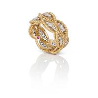 Roberto Coin New Barocco 18ct Gold 0.96ct 3 Row Ring - Rings Size N