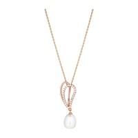 Rose gold-plated freshwater cultured pearl and cubic zirconia pendant