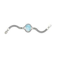 Royal Crown Derby Mikado Sterling Silver Foxtail Blue Oval Bracelet