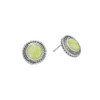 Royal Crown Derby Mikado Silver Foxtail Lime Small Stud Earrings
