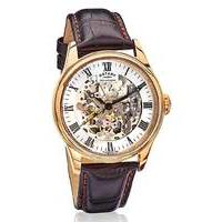 Rotary Skeleton Dial Leather Strap Watch