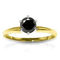 round brilliant cut black diamond solitaire ring in 9ct gold