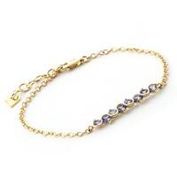 Round Brilliant Cut Tanzanite Adjustable Bracelet 1.55ctw in 9ct Gold