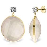 Rose Quartz and Diamond Stud Earrings 34.0ctw in 9ct Gold