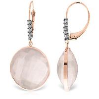 Rose Quartz and Diamond Drop Earrings 34.0ctw in 9ct Rose Gold