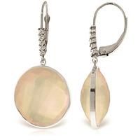 Rose Quartz and Diamond Drop Earrings 34.0ctw in 9ct White Gold