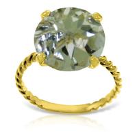 Round Brilliant Cut Green Amethyst Ring 4.8ct in 9ct Gold