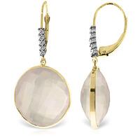 Rose Quartz and Diamond Drop Earrings 34.0ctw in 9ct Gold