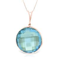 round brilliant cut blue topaz pendant necklace 230ctw in 9ct rose gol ...