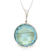 Round Brilliant Cut Blue Topaz Pendant Necklace 23.0ctw in 9ct White Gold