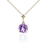 Round Brilliant Cut Amethyst Pendant Necklace 1.15ct in 9ct Gold