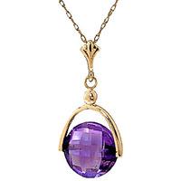 Round Brilliant Cut Amethyst Pendant Necklace 3.25ct in 9ct Gold