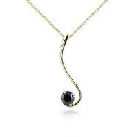 Round Brilliant Cut Black Diamond Pendant Necklace in 9ct Gold