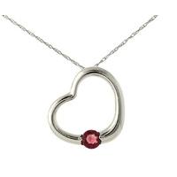 Round Brilliant Cut Garnet Pendant Necklace 0.25ct in 9ct White Gold