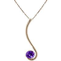 Round Brilliant Cut Amethyst Pendant Necklace 0.55ct in 9ct Gold