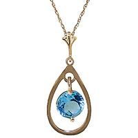 Round Brilliant Cut Blue Topaz Pendant Necklace 0.3ct in 9ct Gold