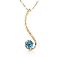 Round Brilliant Cut Blue Topaz Pendant Necklace 0.55ct in 9ct Gold