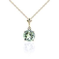 Round Brilliant Cut Green Amethyst Pendant Necklace 1.15ct in 9ct Gold