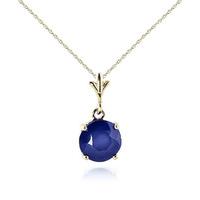 Round Brilliant Cut Sapphire Pendant Necklace 1.65ct in 9ct Gold