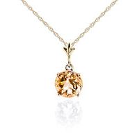 Round Brilliant Cut Citrine Pendant Necklace 1.15ct in 9ct Gold