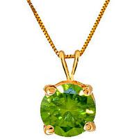 round brilliant cut green diamond pendant necklace in 9ct gold