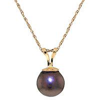 round brilliant cut black pearl pendant necklace 20ct in 9ct gold