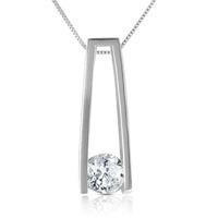 Round Brilliant Cut Diamond Pendant Necklace in 9ct White Gold